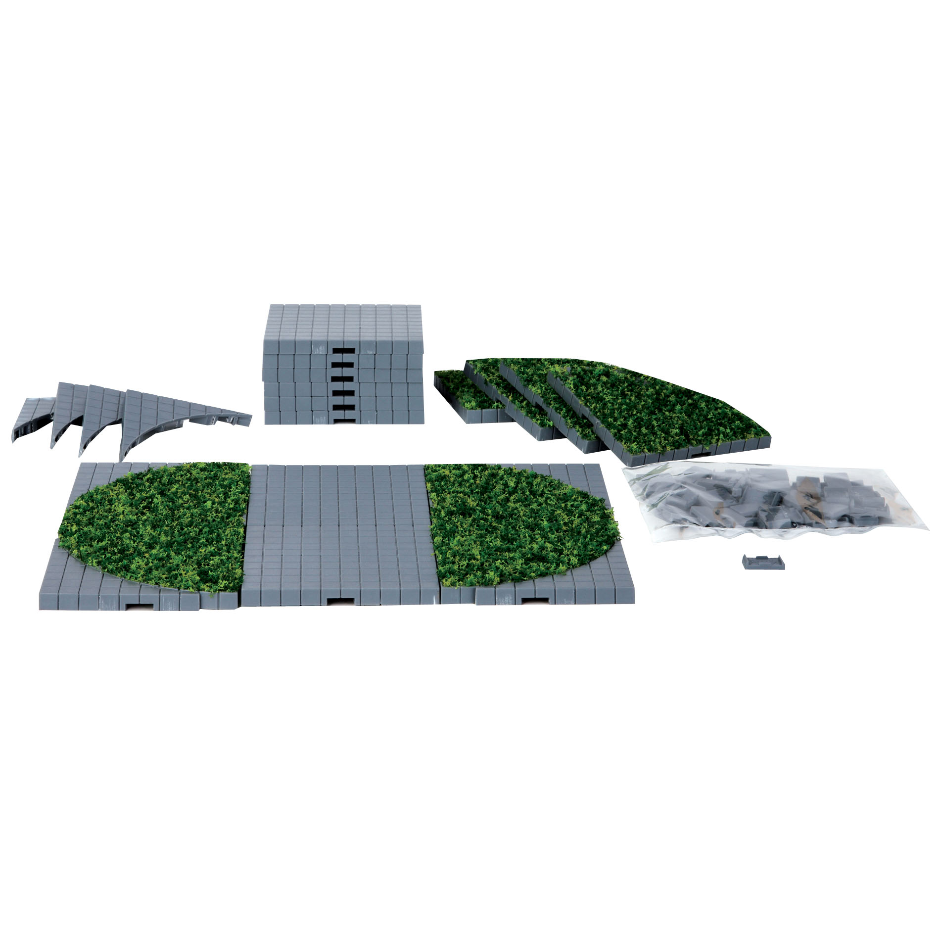 Lemax Village Collection Christmas Village Accessory, Plaza System (Grey, Round Grass) - 24 Pcs