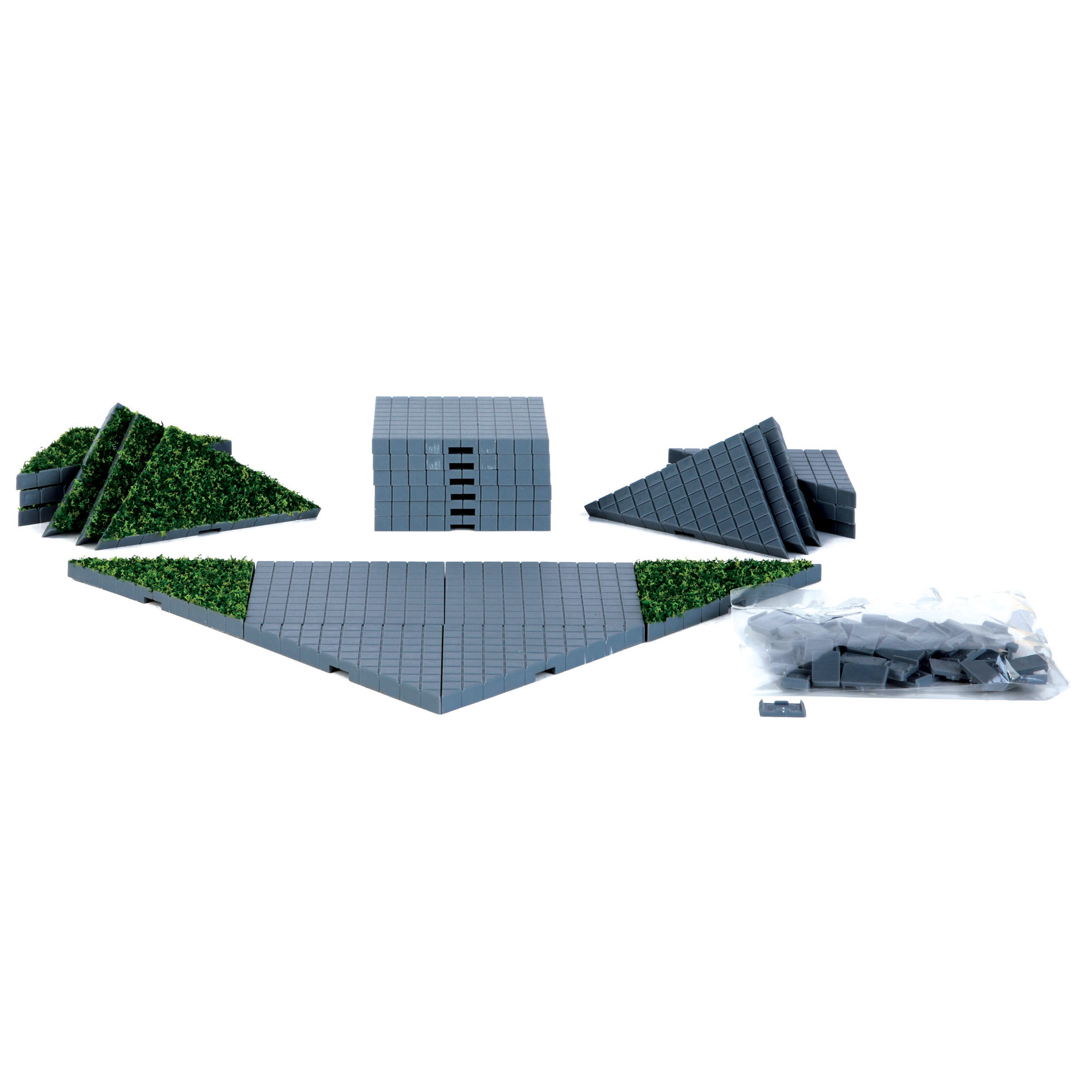 Lemax Village Collection Christmas Village Accessory, Plaza System (Grey, Triangle Grass) - 24 Pcs