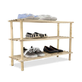 HOME BASICS 13 Pairs Wooden Shoe Rack