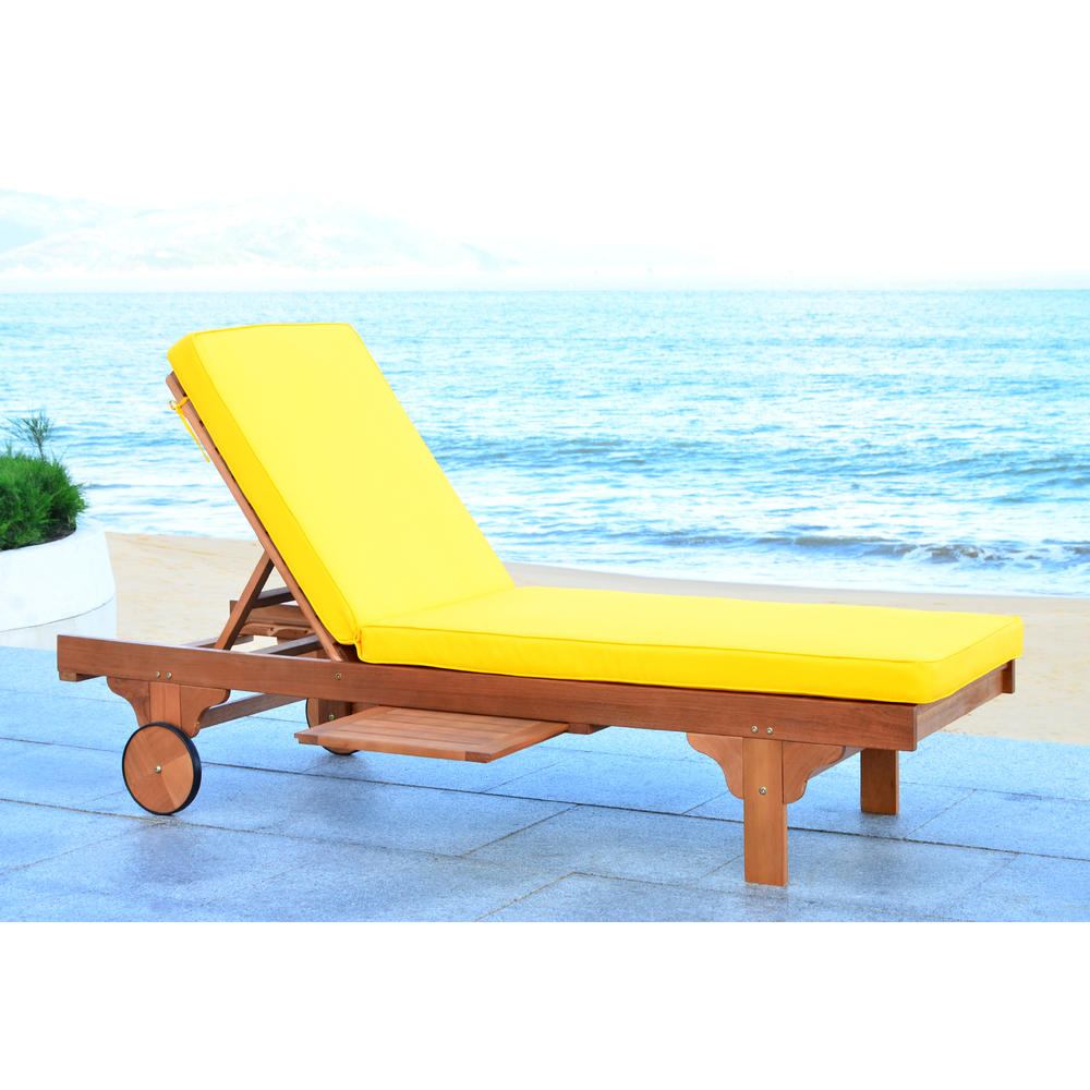 Safavieh Newport Lounge Chair with Side Table (Teak Brown / Yellow)