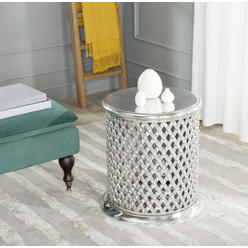 Safavieh FOX5518A Metal Lace Table Stool&#44; Silver