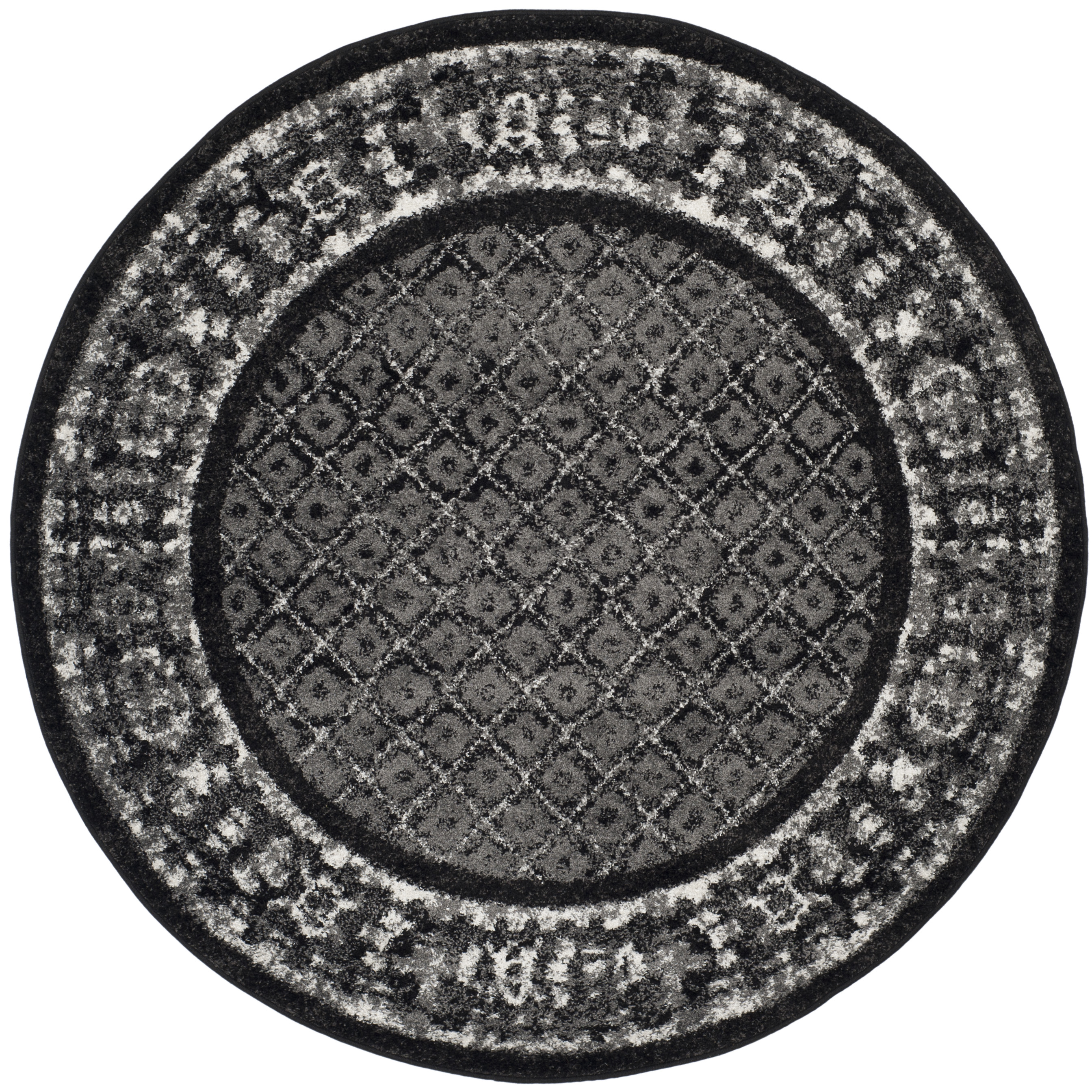 Safavieh Adirondack(ADR110) Area Rug Round, Size: 4' X 4' Round, Black/Silver Safavieh Adirondack(ADR110) Area Rug Round, Size: 4' X 4' Round, Black/Silver