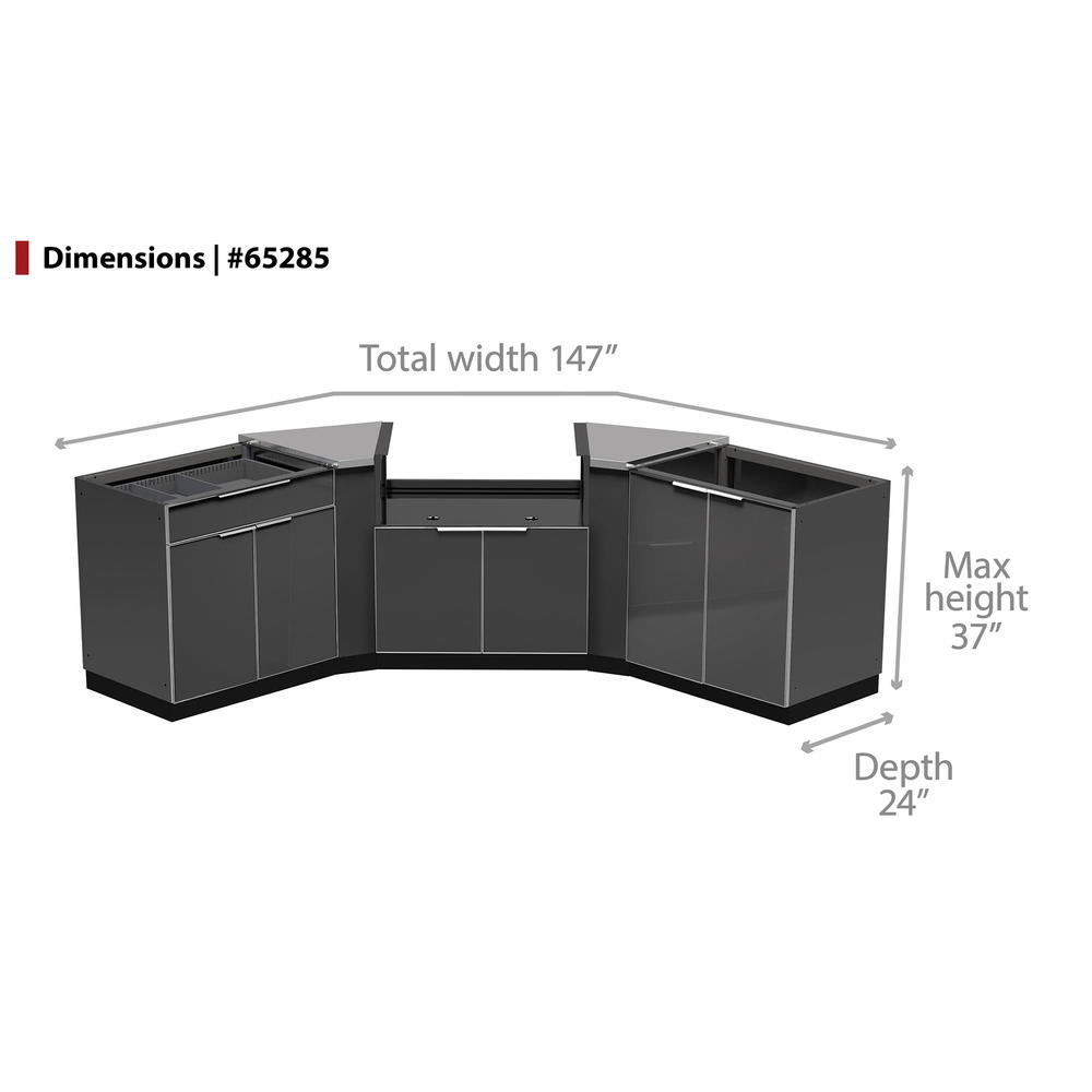 NewAge Products  Outdoor Kitchen 147"W x 24"D 5 PC Aluminum Slate