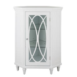 Elegant Home Teamson Home Wooden Bathroom Corner Floor Cabinet Florence White ELG-639