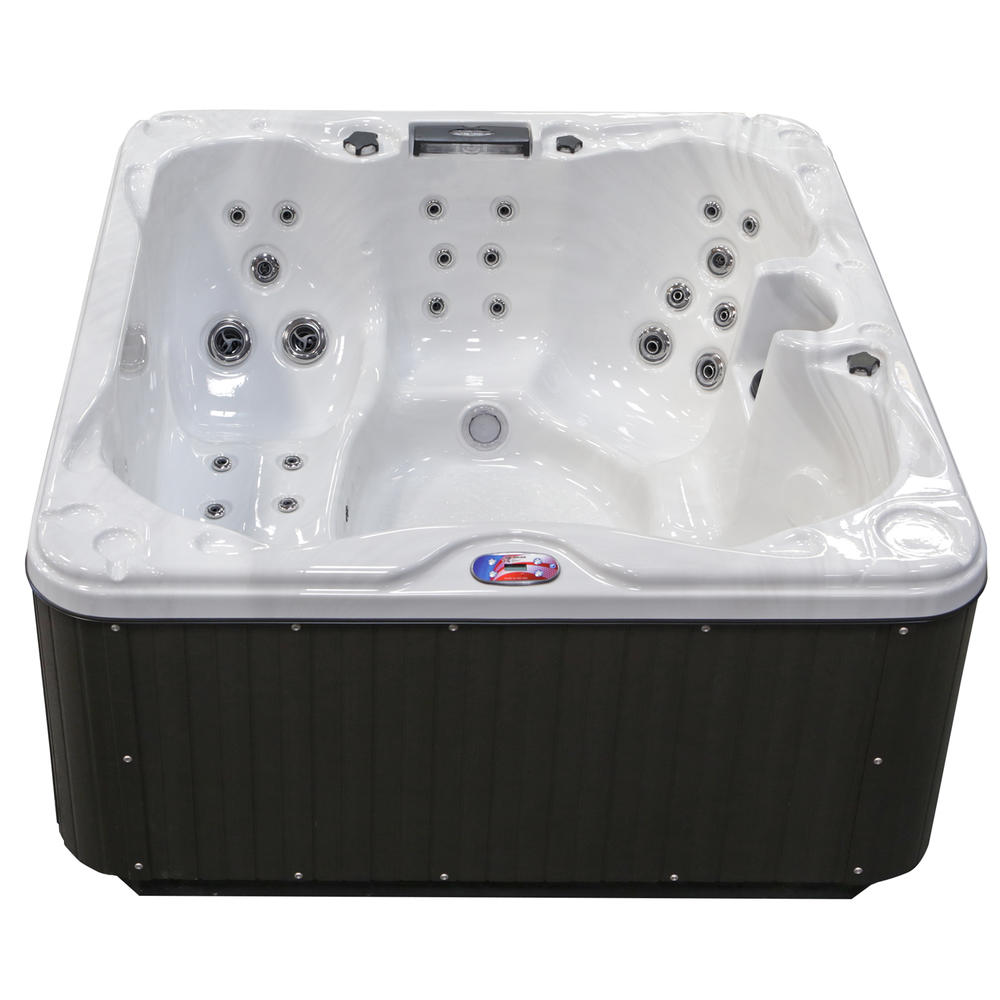 American Spas 6-Person 30-Jet Premium Acrylic Lounger Spa with Backlit LED Waterfall