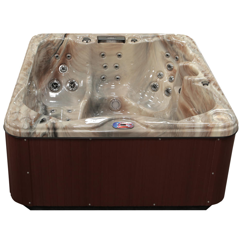 American Spas 6-Person 30-Jet Premium Acrylic Lounger Spa with Backlit LED Waterfall