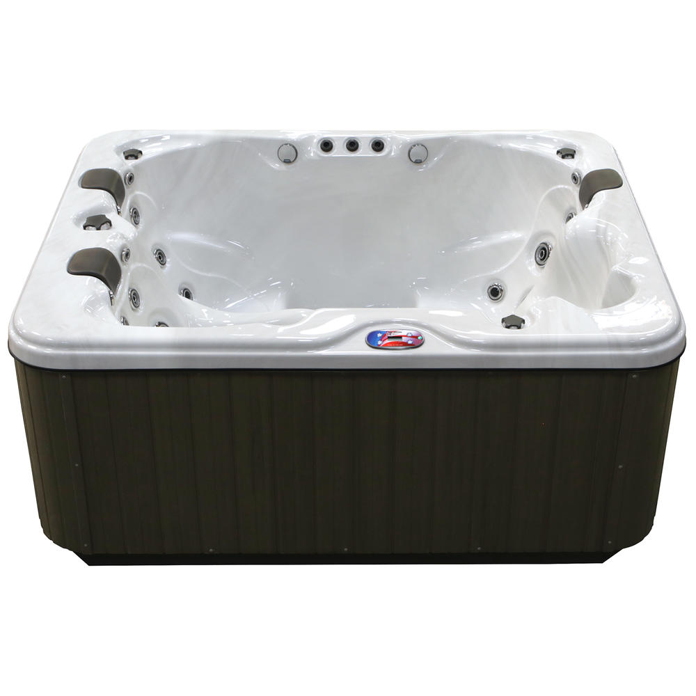 American Spas 3-Person 34-Jet Premium Acrylic Longer Spa with Bluetooth Stereo System with Subwoofer and Backlit LED Waterfall
