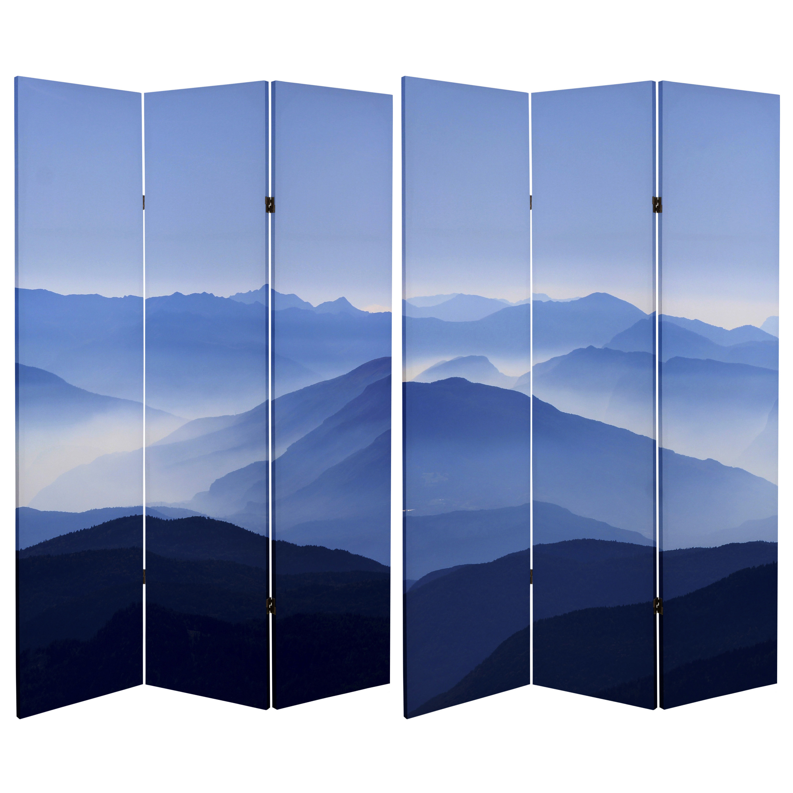 Red Lantern 6 ft. Tall Double Sided Misty Mountain Canvas Room Divider