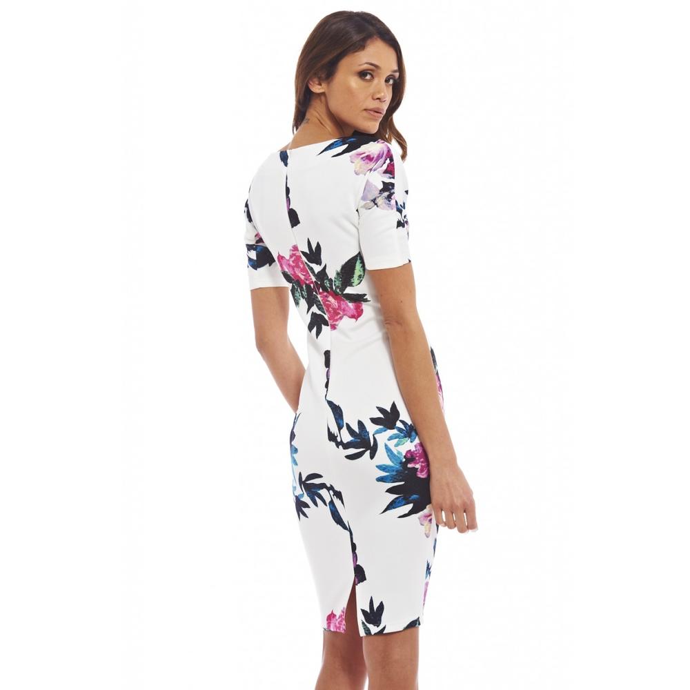 AX Paris Women's Floral Print  Midi  Cream Dress - Online Exclusive