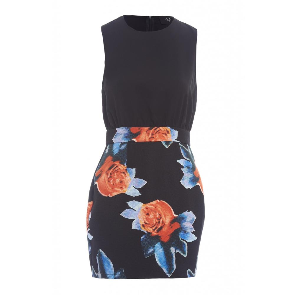 AX Paris Women's Floral Skirt  Black Dress - Online Exclusive