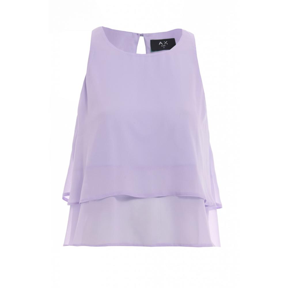 AX Paris Women's Layered  Chiffon Cropped  Lilac Top - Online Exclusive