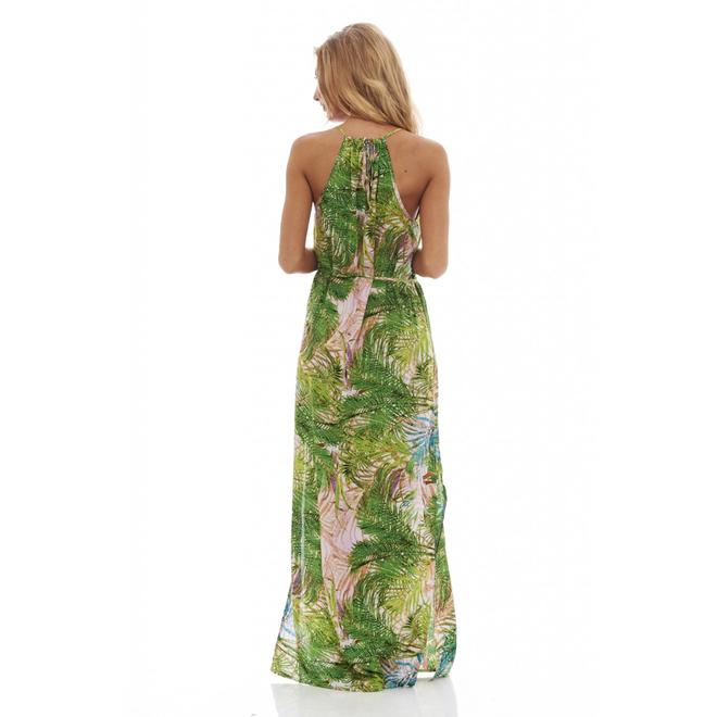 AX Paris Women's Palm Tree Leaf Print Maxi Green Dress - Online Exclusive