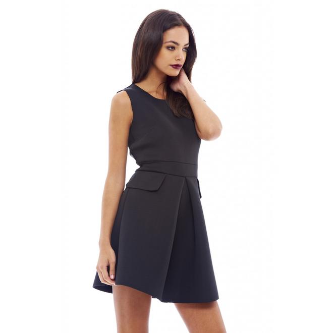 AX Paris Women's Scuba Pleated Black Dress Online Exclusive
