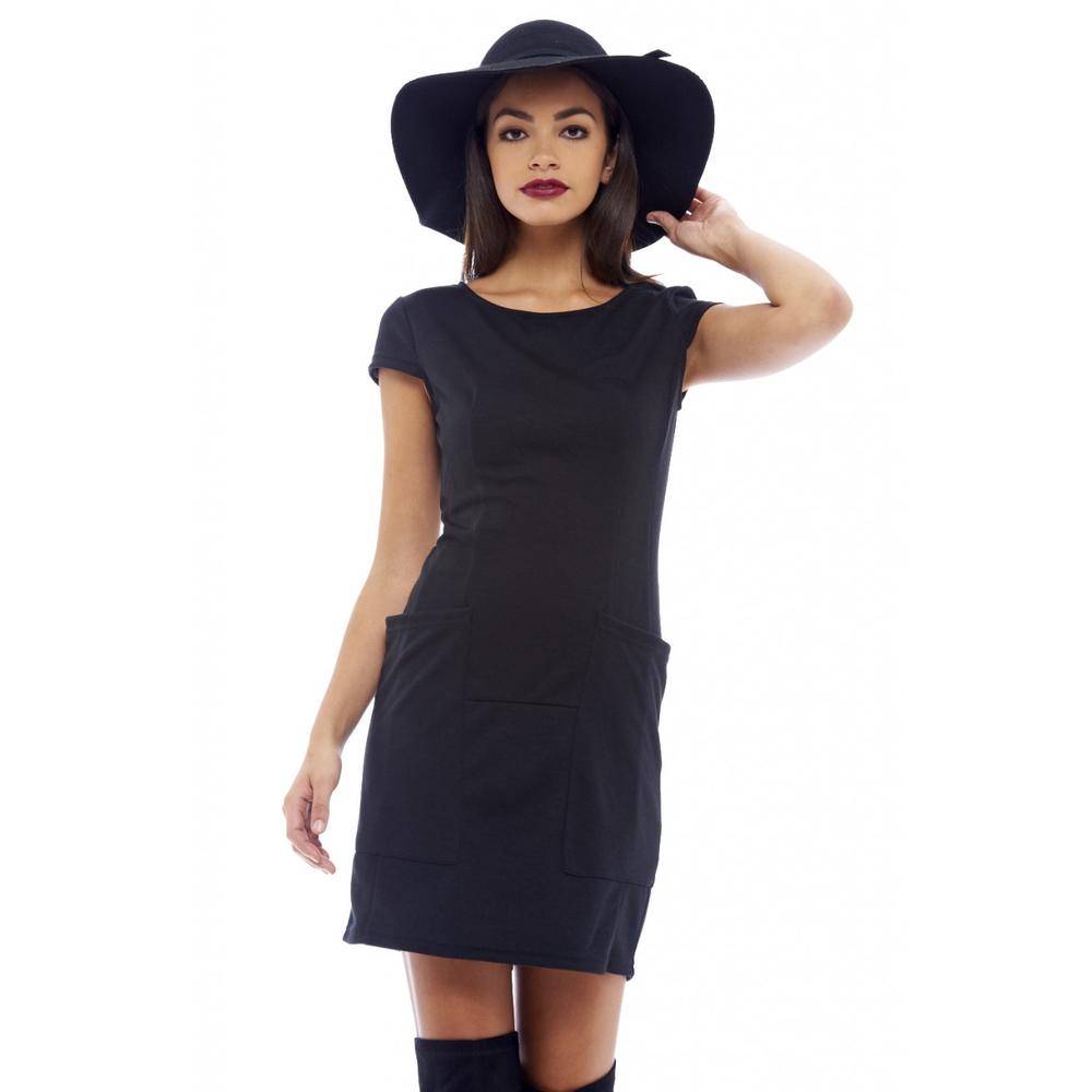 AX Paris Women's Capped Sleeve Bodycon Black Dress - Online Exclusive
