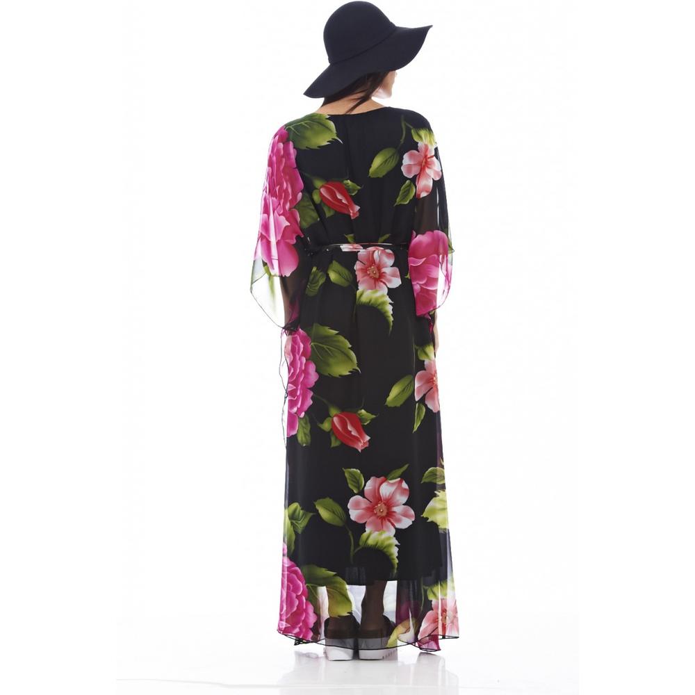 AX Paris Women's Floral Batwing Maxi Black Dress - Online Exclusive