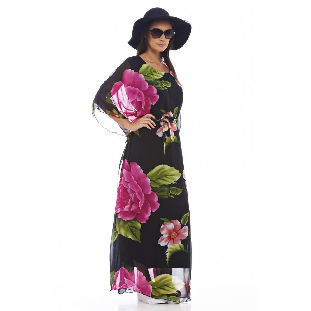 AX Paris Women's Floral Batwing Maxi Black Dress - Online Exclusive
