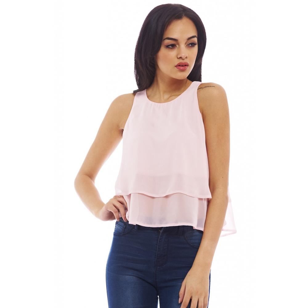 AX Paris Women's Layered Chiffon Cropped Top - Online Exclusive