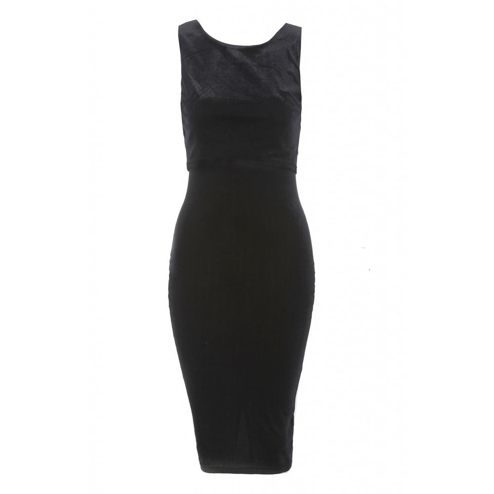 AX Paris Women's Cropped Overlay Velvet  Black Dress - Online Exclusive