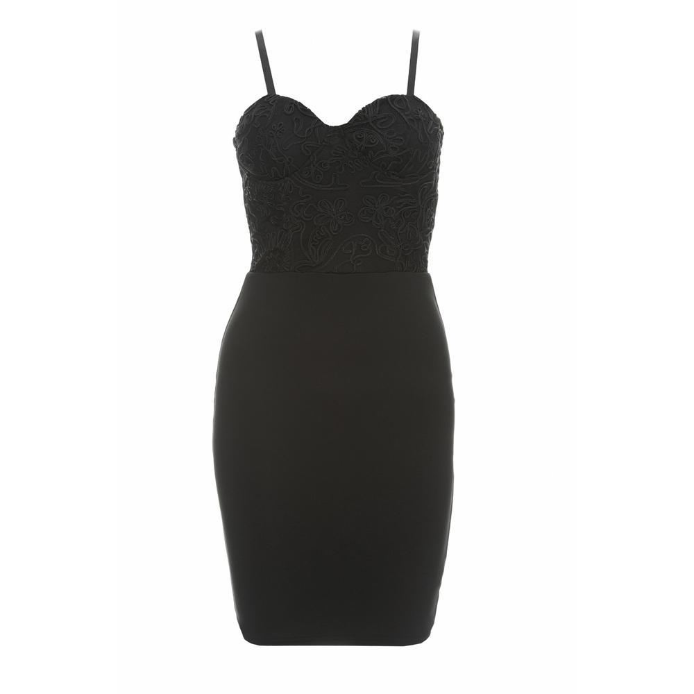 AX Paris Women's Lace Bodice Detail Bodycon Black Dress - Online Exclusive