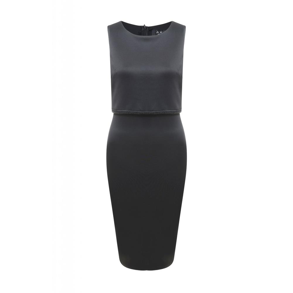 AX Paris Women's Cropped Overlay With Embellished Edging Black Dress - Online Exclusive