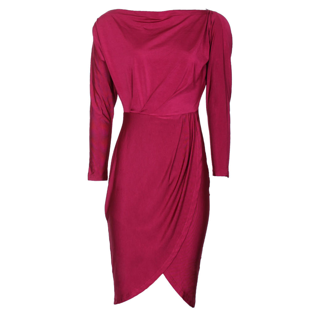 AX Paris Women's Wine Relaxed Shoulder Wrap Midi Dress - Online Exclusive