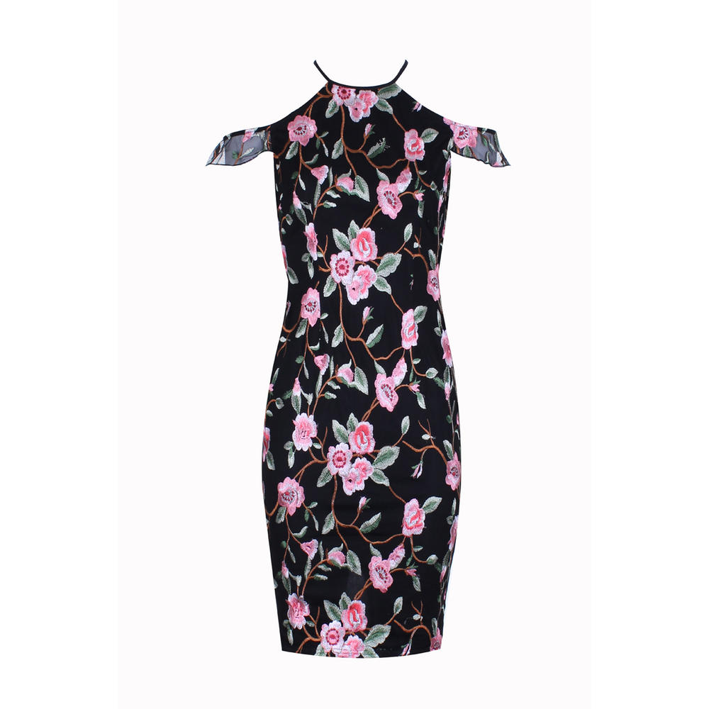 AX Paris Women's Embroidered Midi Dress with Frill Detail - Online Exclusive