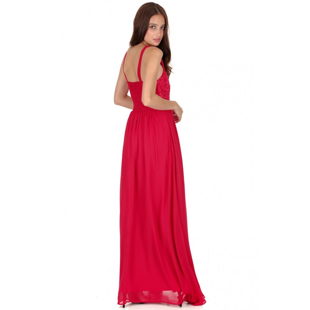 AX Paris Women's Red Lace Detailed Maxi Dress - Online Exclusive