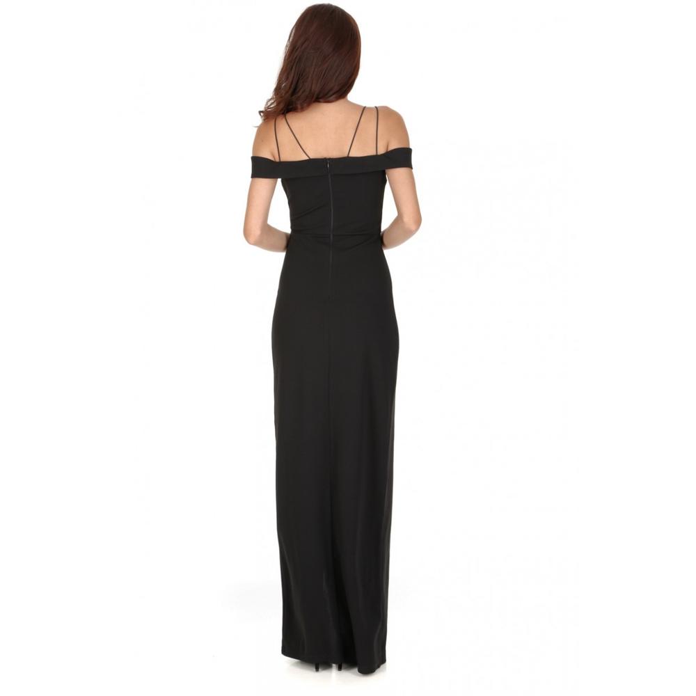 AX Paris Women's Black Strappy Off The Shoulder Side Split Maxi Dress - Online Exclusive