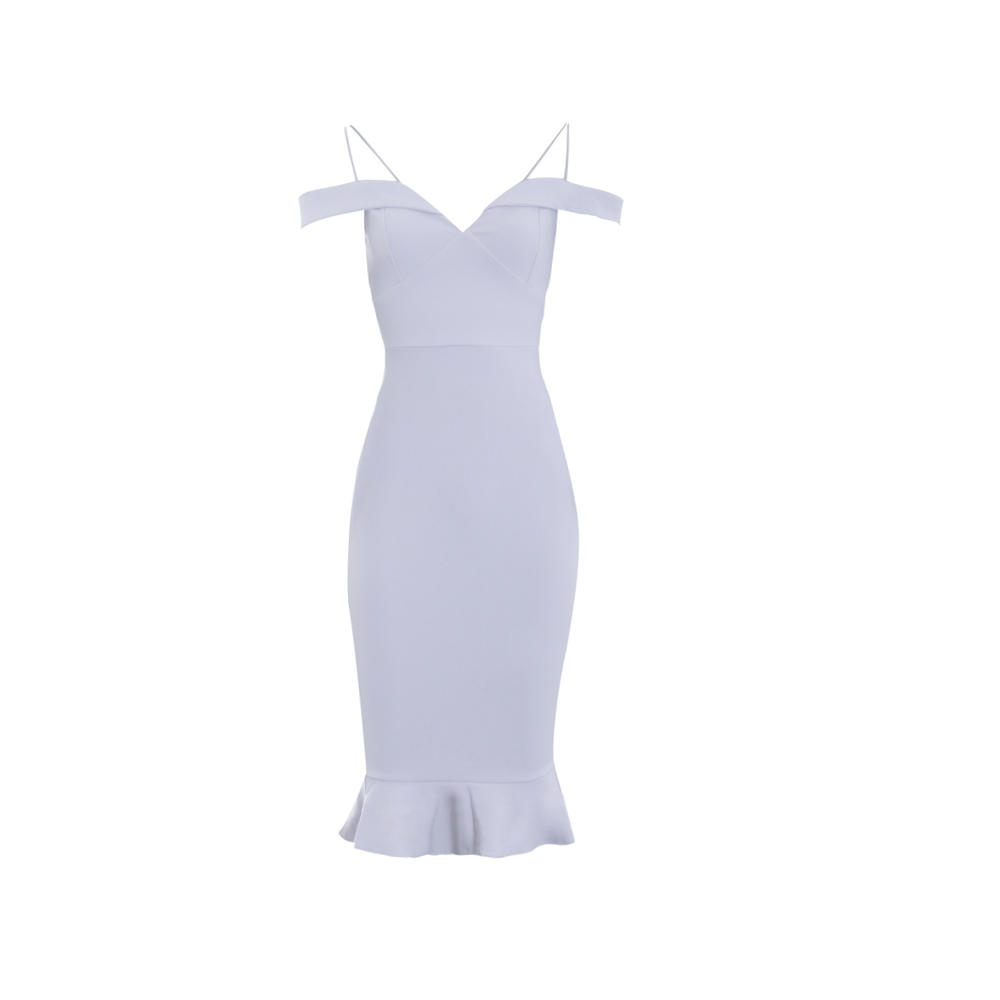 AX Paris Women's Silver Off The Shoulder Fishtail Dress - Online Exclusive