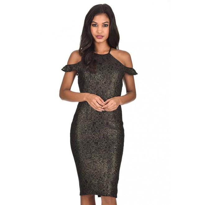 AX Paris Women's Gold Capped Sleeve Embroidery Bodycon Dress - Online ...