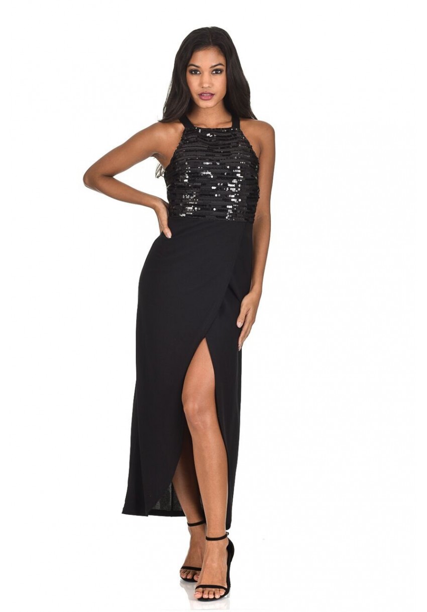 AX Paris Women's Black Sequin Maxi Dress - Online Exclusive
