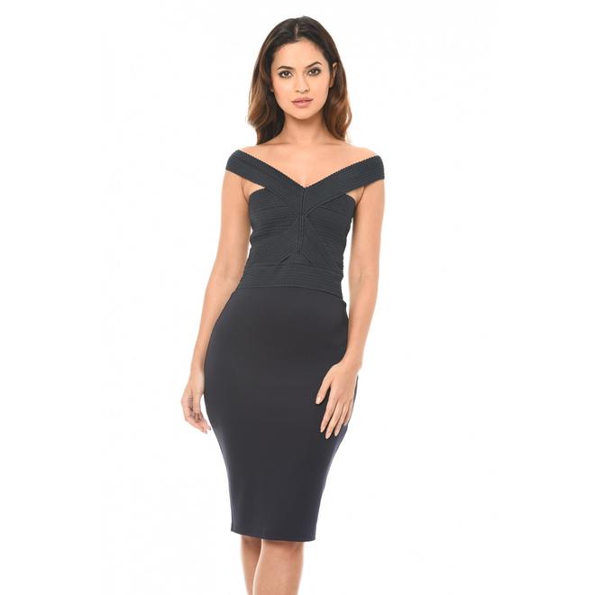 AX Paris Women's Navy Midi Dress With Bandage Top Online Exclusive