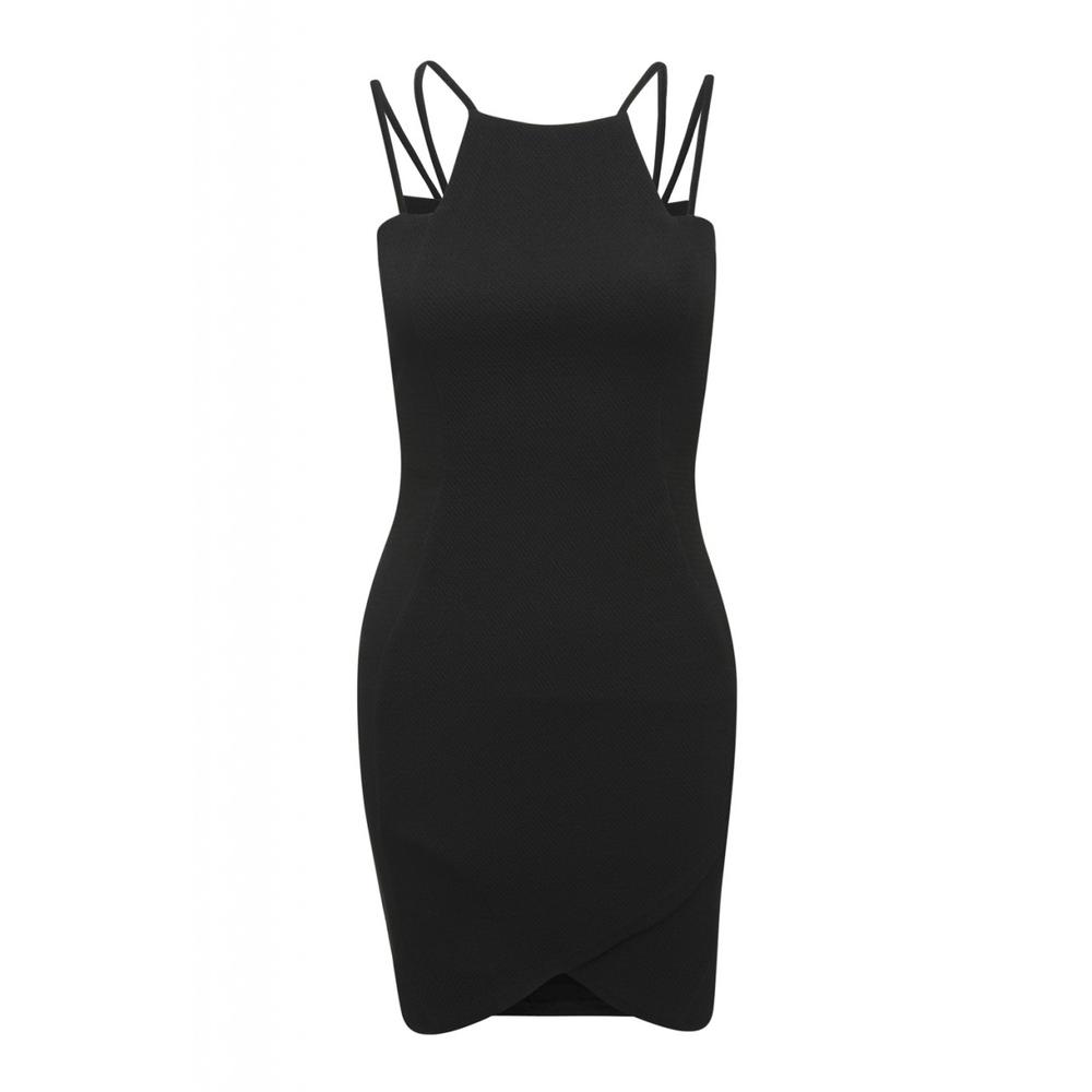 AX Paris Women's Double  Strap  Bodycon   Black Dress - Online Exclusive