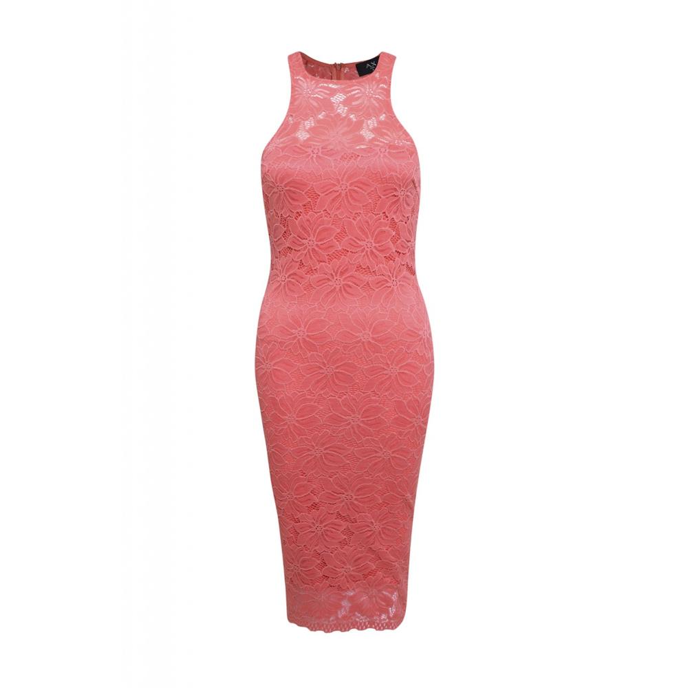 AX Paris Women's Cut In Neck Lace Bodycon Coral Dress - Online Exclusive