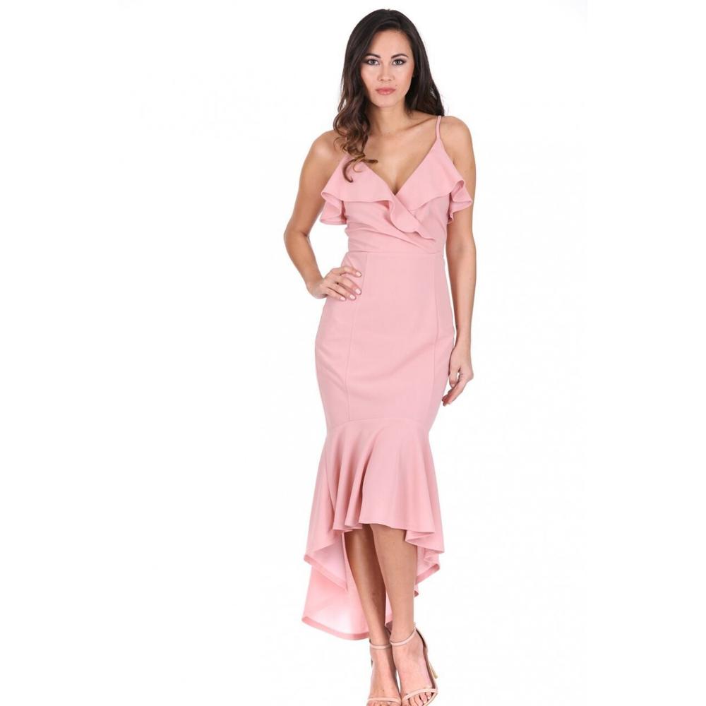 AX Paris Women's Blush Wrap Fishtail Midi Dress - Online Exclusive