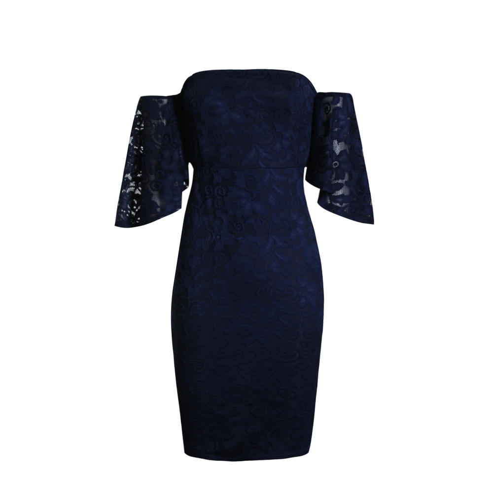 AX Paris Women's Navy Lace Frill Sleeve Midi Dress - Online Exclusive