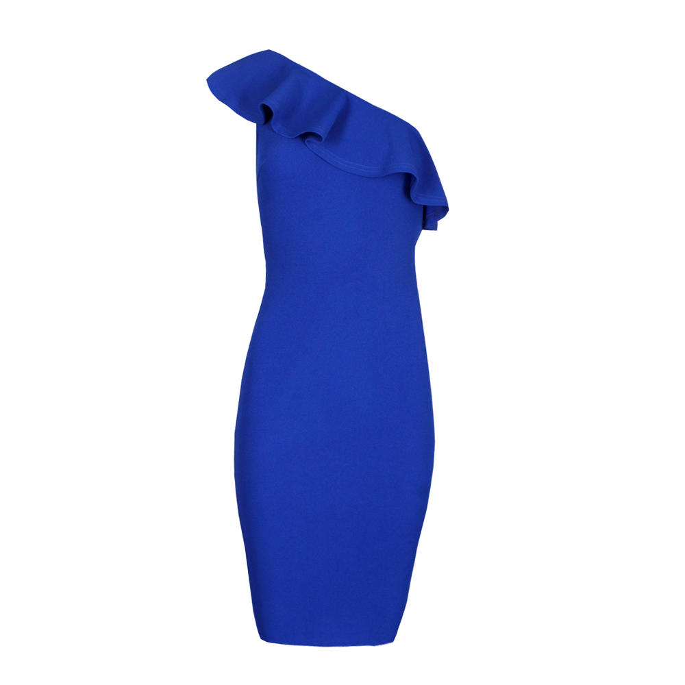 AX Paris Women's Blue Asymmetric Frill Midi Dress - Online Exclusive
