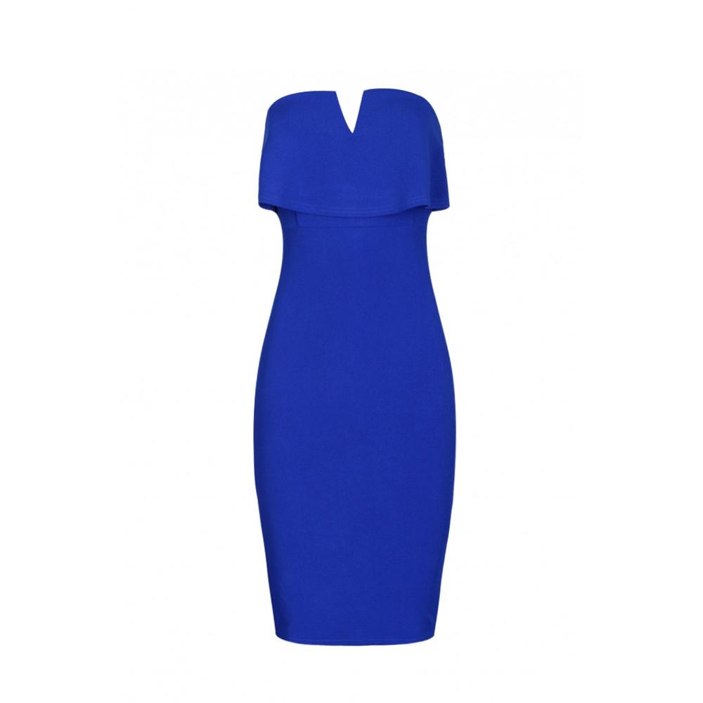 AX Paris Women's Blue Notch Front Bodycon Dress - Online Exclusive