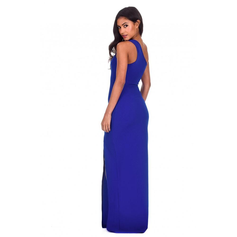 AX Paris Women's Blue Asymmetric Thigh Split Maxi Dress - Online Exclusive