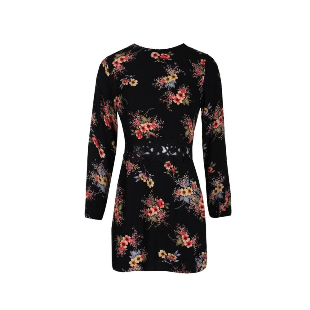 AX Paris Women's Black Floral Crochet Detail Dress - Online Exclusive