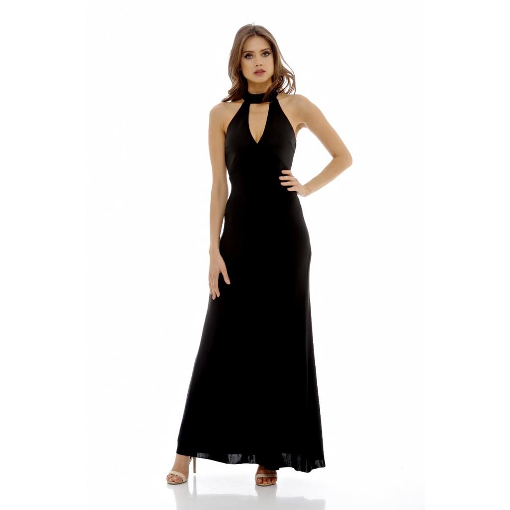 AX Paris Women's High Neck Maxi  Black Dress - Online Exclusive