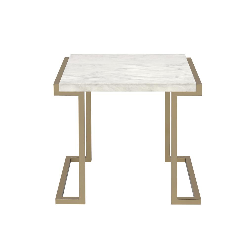 Boice II End Table, Faux Marble & Champagne