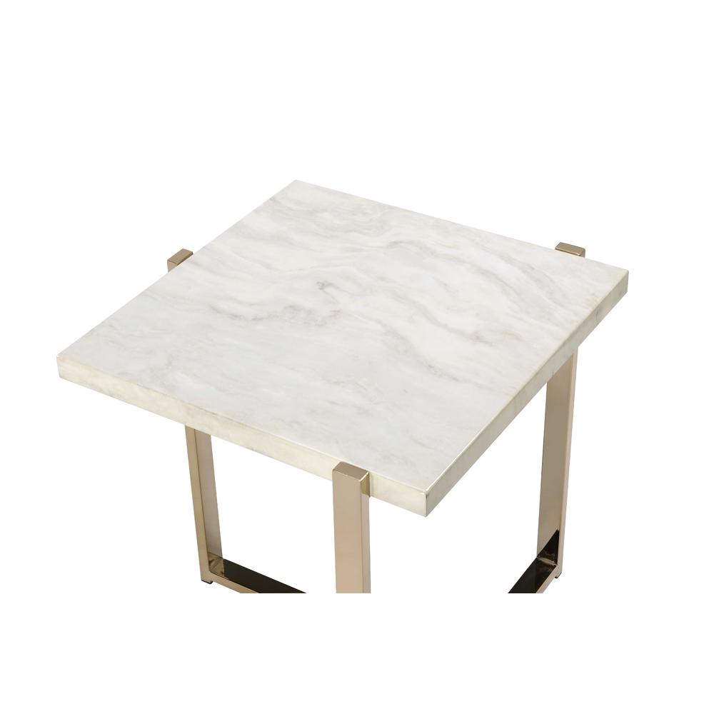 Feit End Table, Faux Marble & Champagne