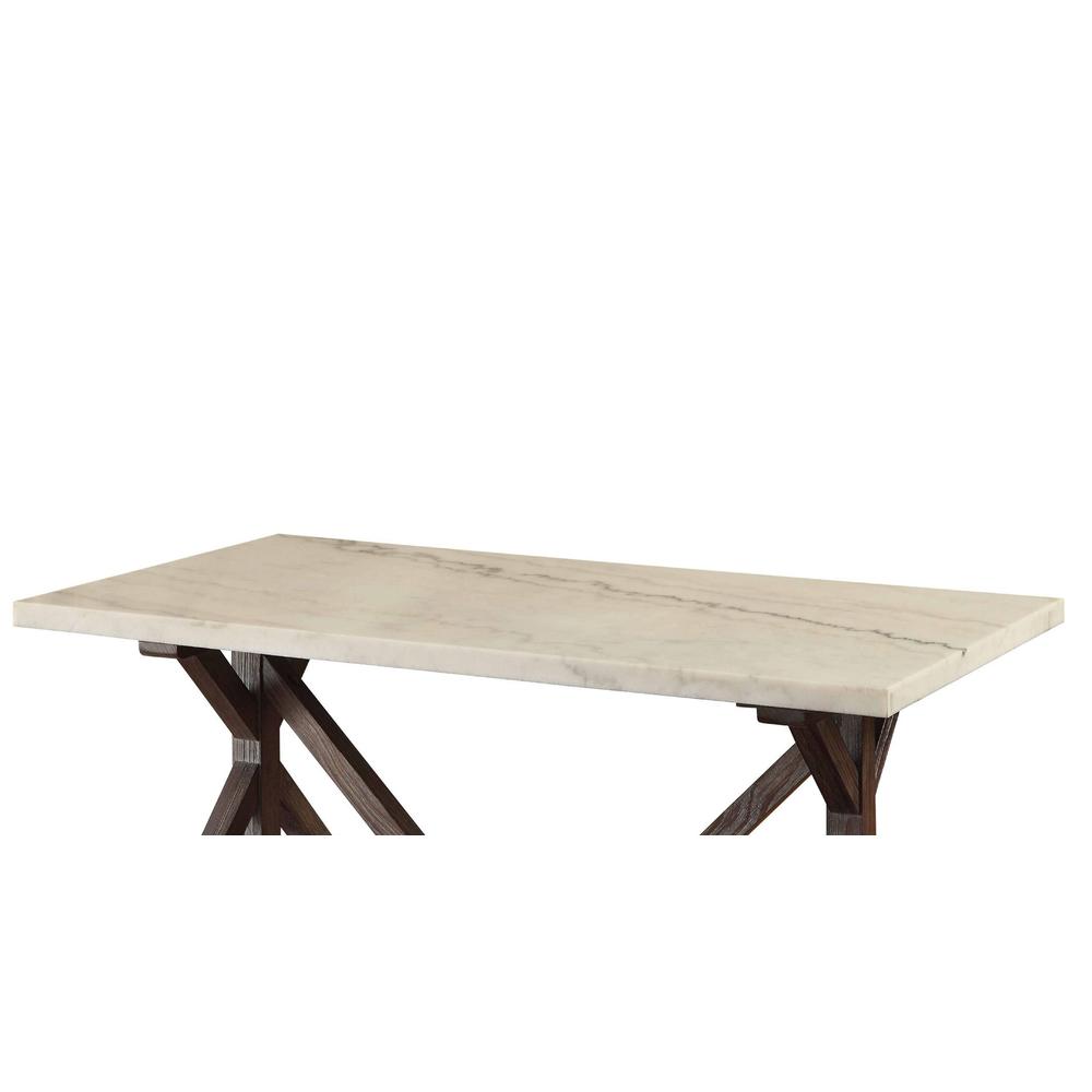 Romina Coffee Table, White Marble & Weathered Espresso
