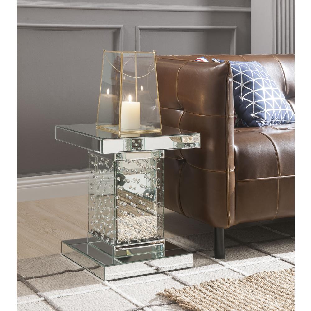Venetian Worldwide Nysa End Table, Mirrored & Faux Crystals
