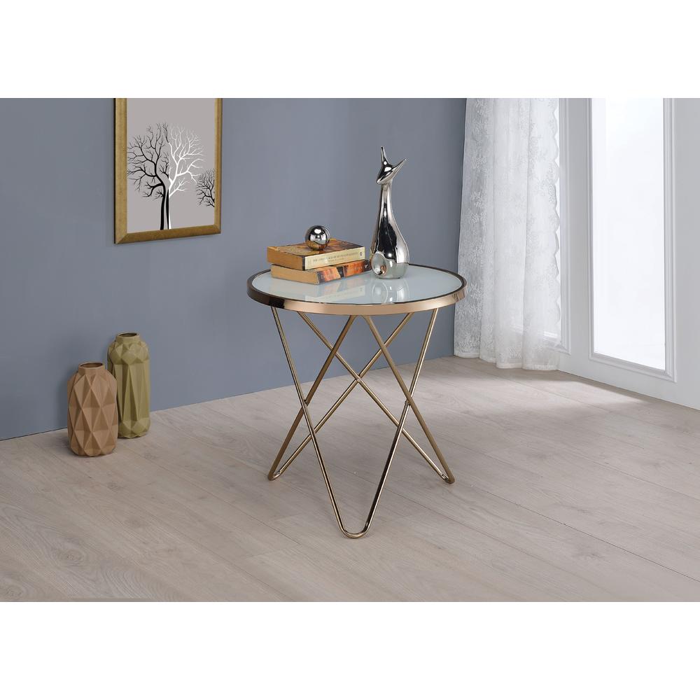 Venetian Worldwide Valora End Table, Champagne & Frosted Glass