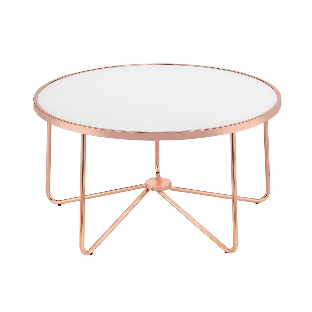 Venetian Worldwide Alivia Coffee Table, Rose Gold & Frosted Glass