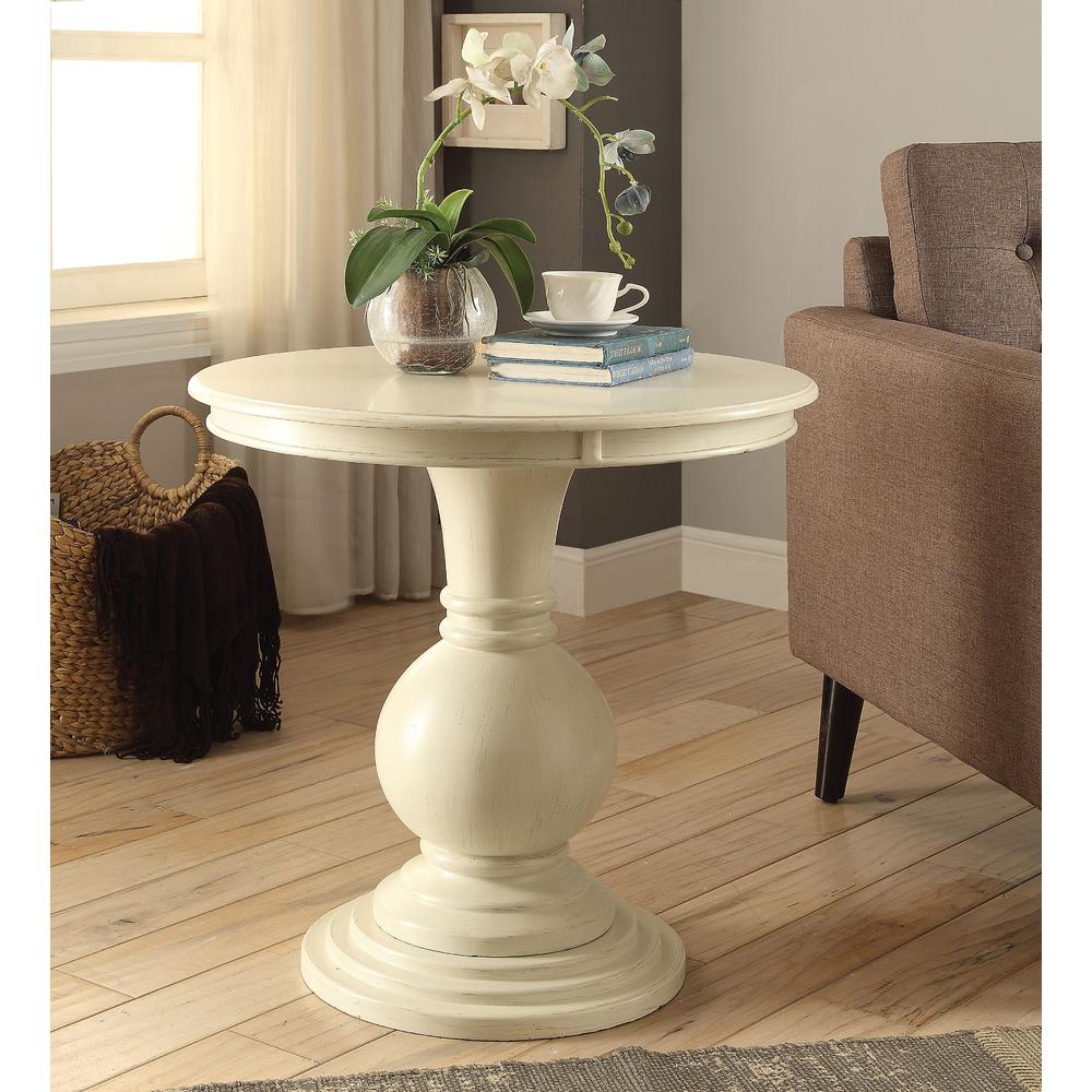 Worldwide Alyx Accent Table, Antique White