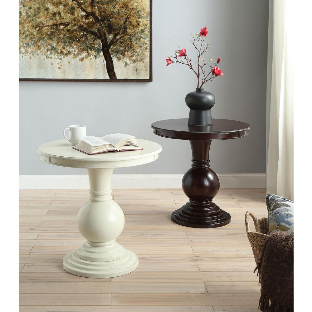 Worldwide Alyx Accent Table, Antique White