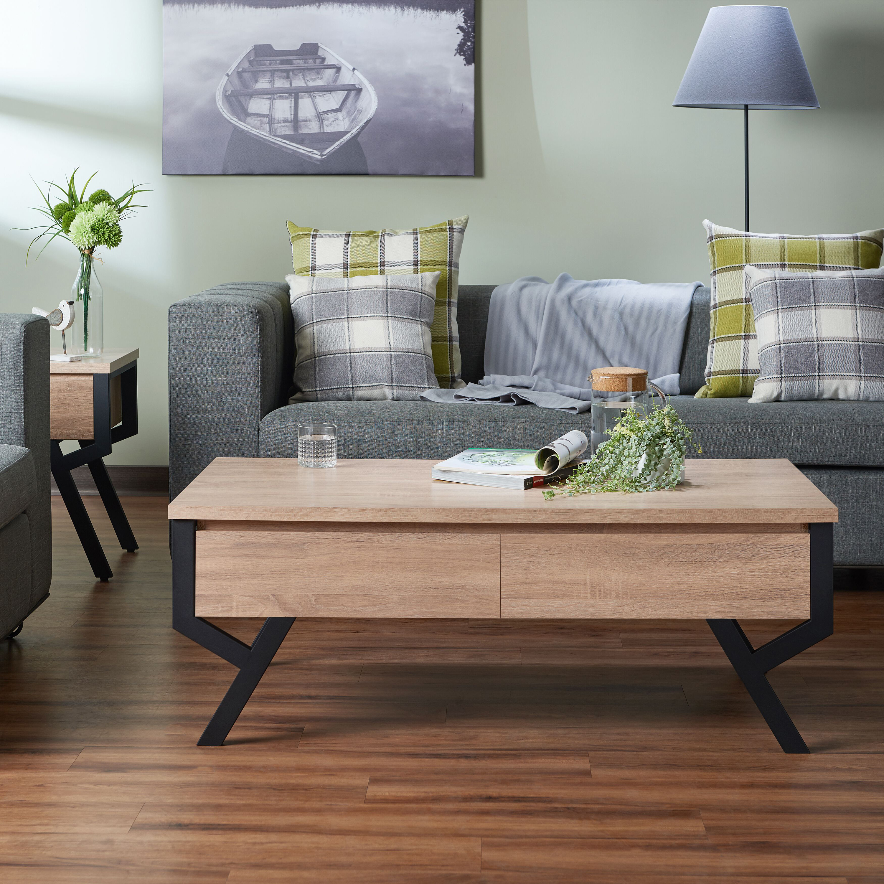 Venetian Worldwide Kalina Coffee Table, Rustic Natural & Black Venetian Worldwide Kalina Coffee Table, Rustic Natural & Black